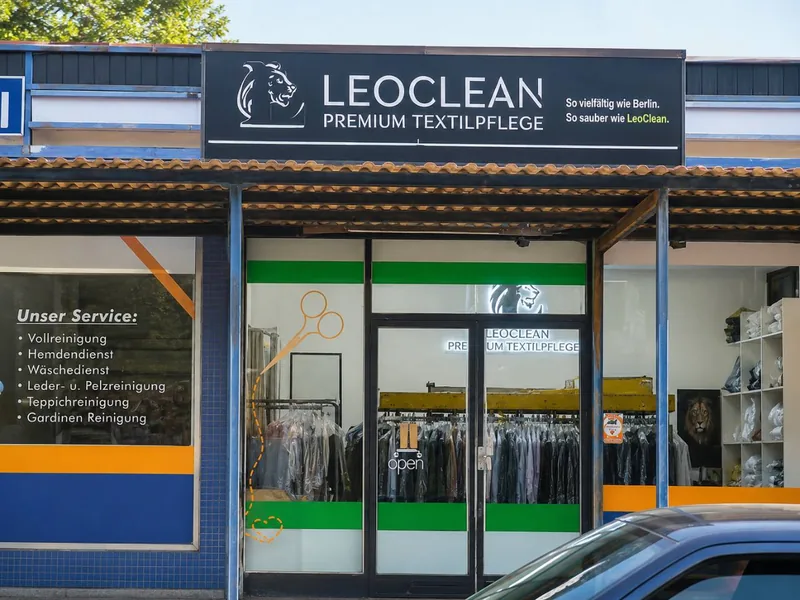 Eingang der LeoClean Filiale Berlin-Britz